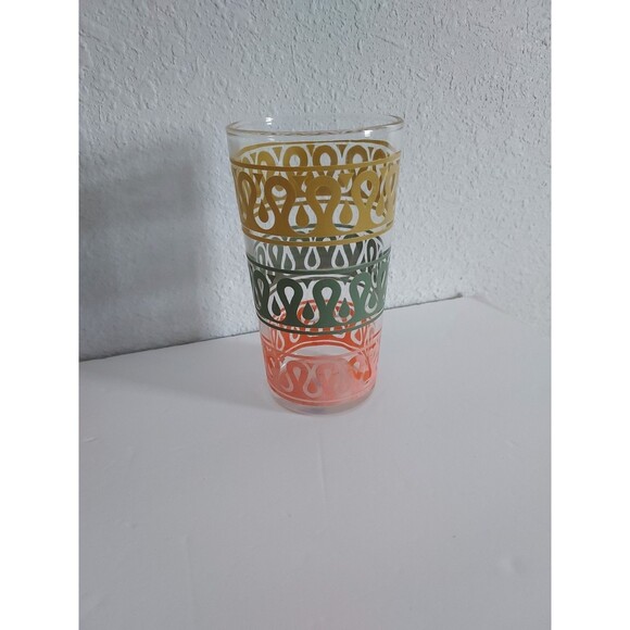 Vintage Continental Can Co 1960's Mustard Sage Orange Glasses Tumblers Set of 5 - Picture 2 of 2